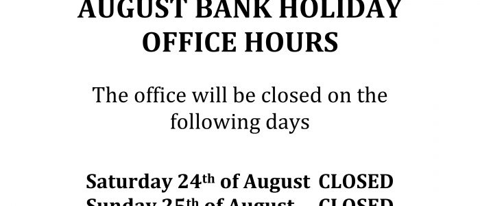 August Bank Holiday Hours
